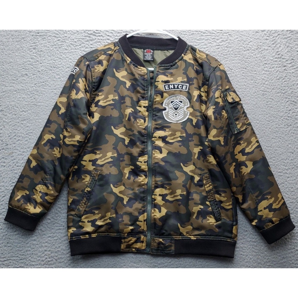 Enyce‎ Sean Combs Co. Bomber Jacket Youth 16/18 Multi Camo Print Lined Full Zip